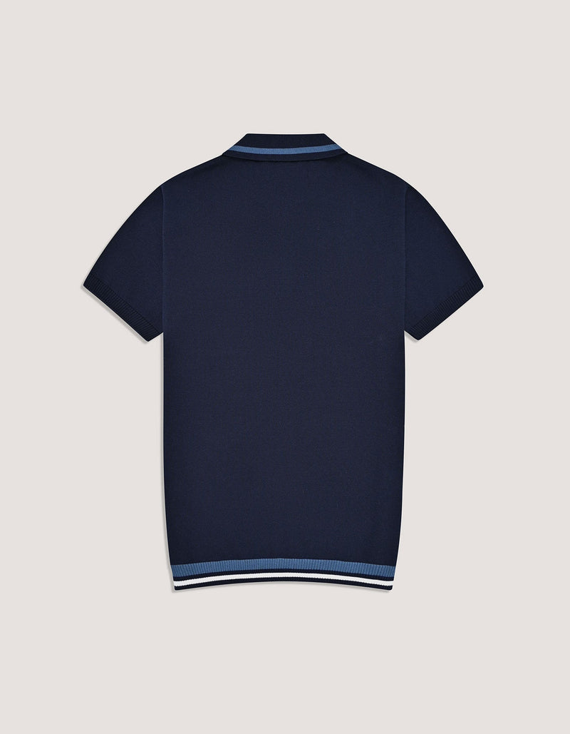 Navy Plain Fine Knit Polo