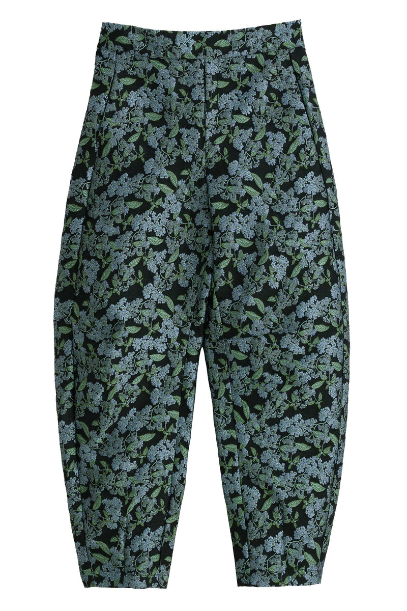 Sutton Blossom Jacquard Barrel Trouser - Black