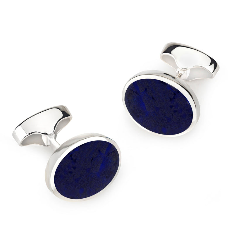 Sterling Silver Oval Lapis Lazuli Cufflinks