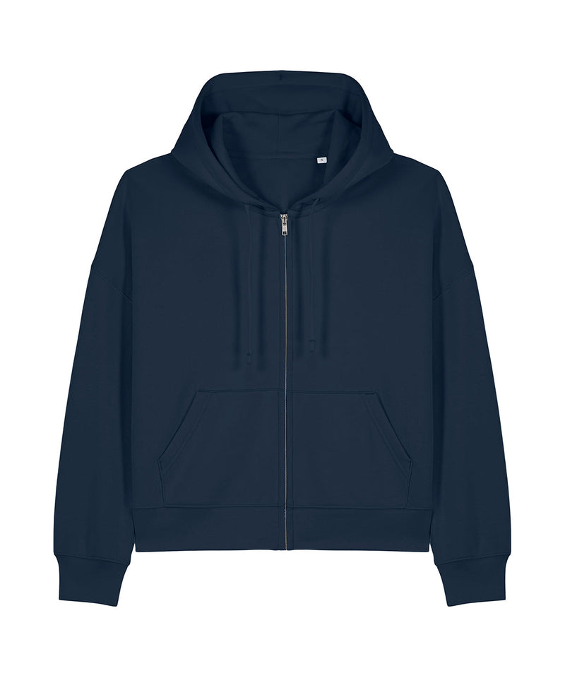 Organic Dropped Shoulder Zipped Hoodie: Womens