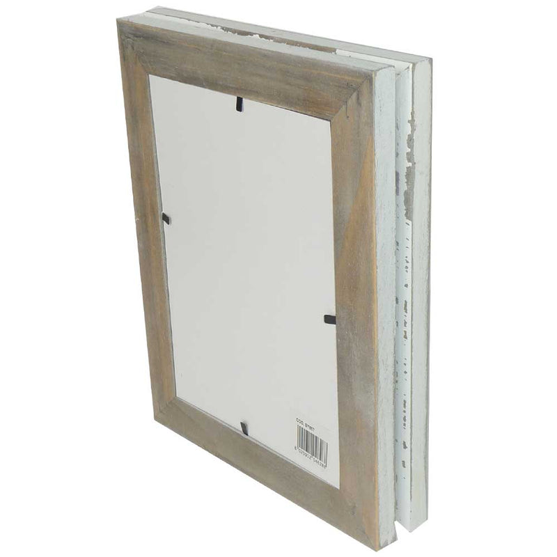 Rustic White Double Photo Frame – Distressed Antique Hinged Frame for Two 7x5 Inch Photos