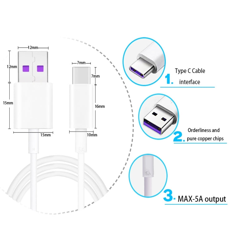5A USB to USB-C / Type-C Mobile Phone Tablet PC Universal Super Fast Charging Data Cable, 1m, 1.5m, 2m