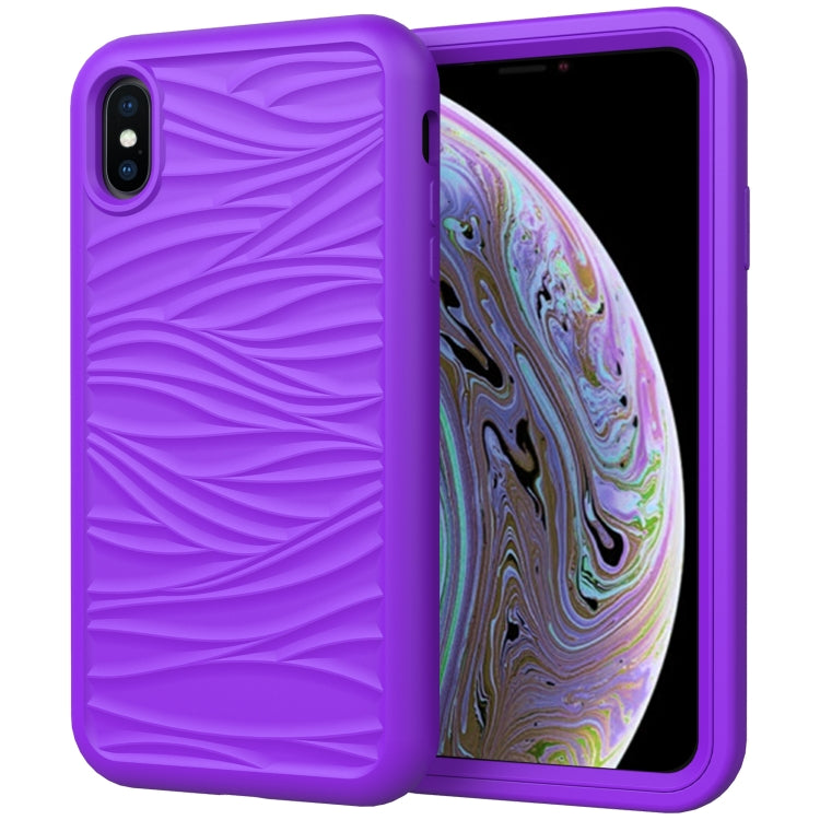 For iPhone XS Max Wave Pattern 3 in 1 Silicone+PC Shockproof Protective Case