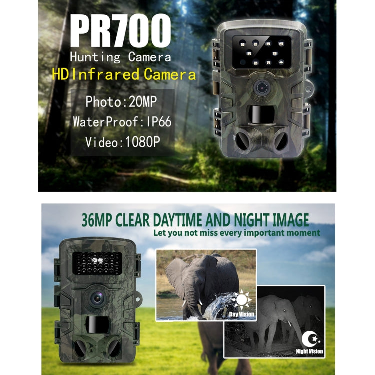 PR700 1080P Wildlife Hunting Camera Motion Activated Night Vision Camcorder for Outdoor Tracking Scan Trigger, PR700