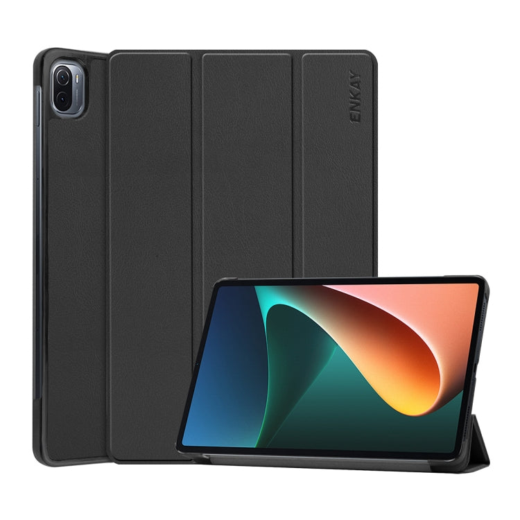For Xiaomi Mi Pad 5 / 5 Pro ENKAY Custer Texture Horizontal Flip PU+PC Leather Case with Three-folding Holder & Sleep / Wake-up Function, For Xiaomi Mi Pad 5 / 5 Pro