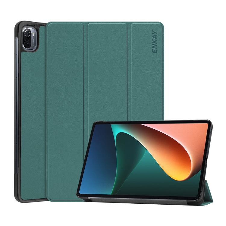 For Xiaomi Mi Pad 5 / 5 Pro ENKAY Custer Texture Horizontal Flip PU+PC Leather Case with Three-folding Holder & Sleep / Wake-up Function, For Xiaomi Mi Pad 5 / 5 Pro