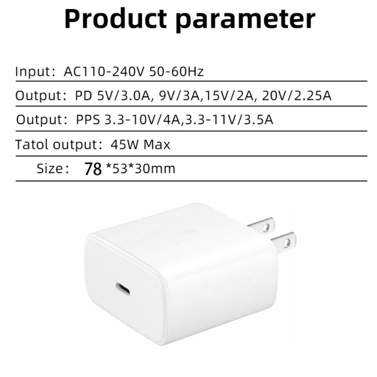 M135 45W USB-C / Type-C Port Fast Charger, US Plug, US Plug
