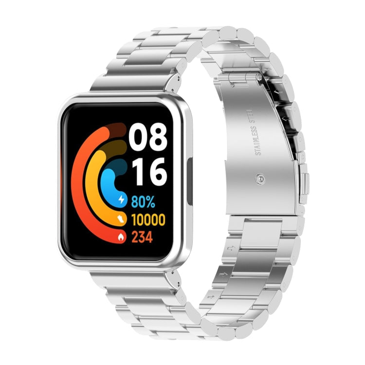2 in 1 Three-bead Metal Strap with Watch Frame, For Xiaomi Redmi Watch 2, For Xiaomi Redmi Watch2 Lite International Version