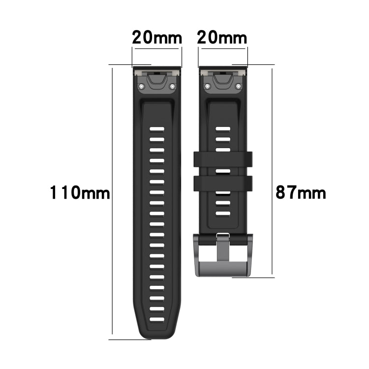 20mm Silicone Solid Color Watch Band, For Garmin Fenix 6S Pro