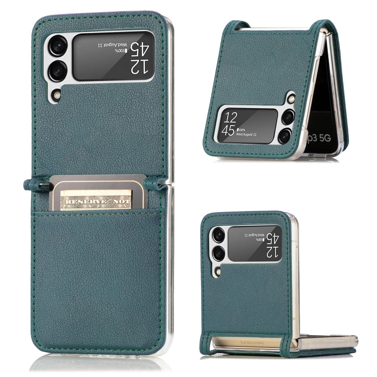 Folding Litchi Texture Card Wallet Phone Case, For Samsung Galaxy Z Flip 4 5G