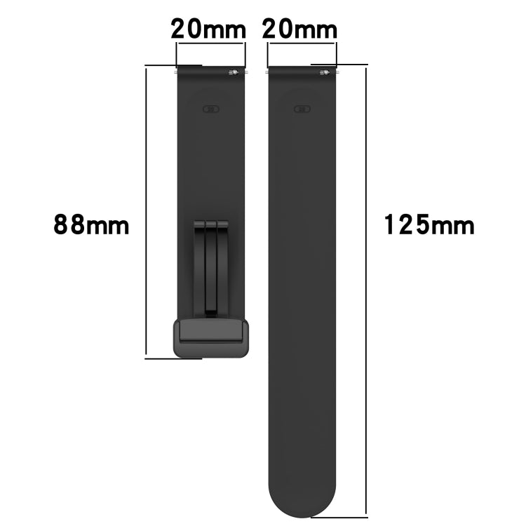 20mm Solid Color Magnetic Clasp Silicone Watch Band, For Garmin Venu SQ, For Garminmove Luxe