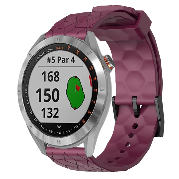 20mm Football Pattern Solid Color Silicone Watch Band, For Garmin Approach S40, For Garmin Forerunner 158