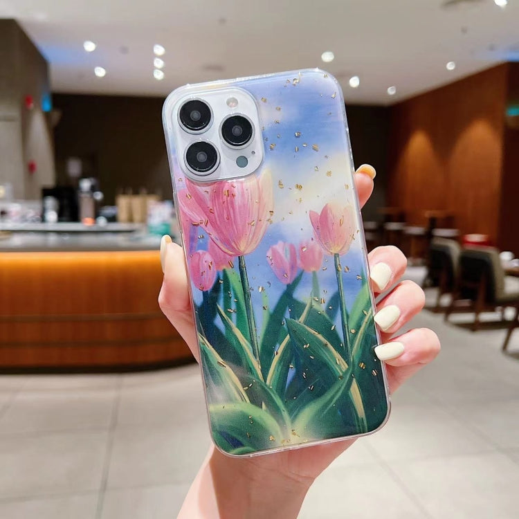 Gold Foil Oil Painting Epoxy TPU Phone Case, For iPhone 14 Pro Max, For iPhone 14 Plus, For iPhone 14 Pro, For iPhone 14