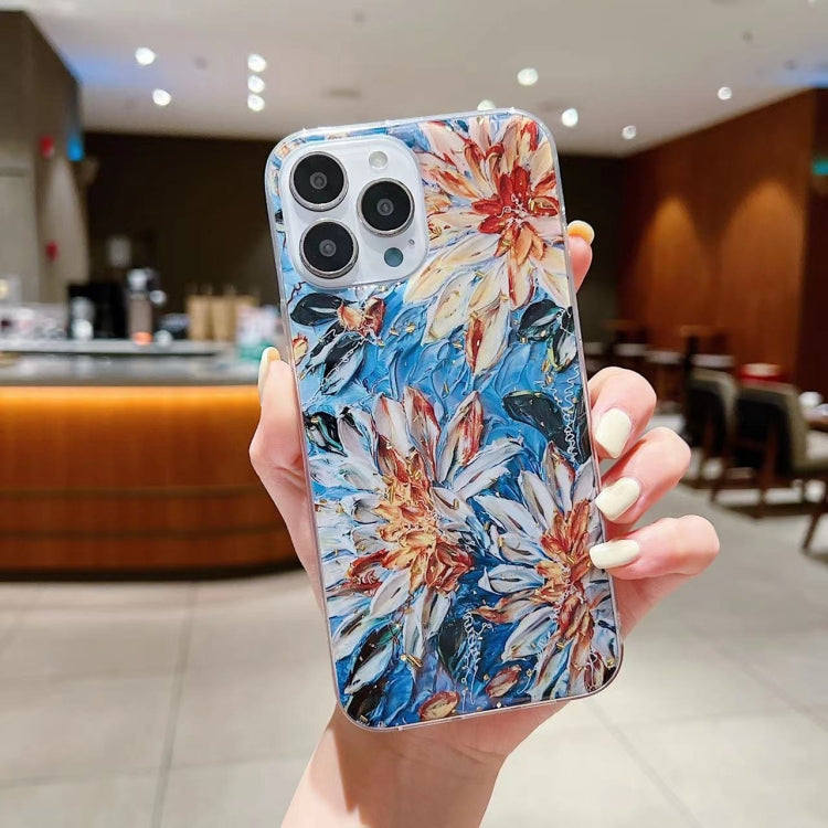 Gold Foil Oil Painting Epoxy TPU Phone Case, For iPhone 13 Pro Max, For iPhone 13 Pro, For iPhone 13, For iPhone 13 mini