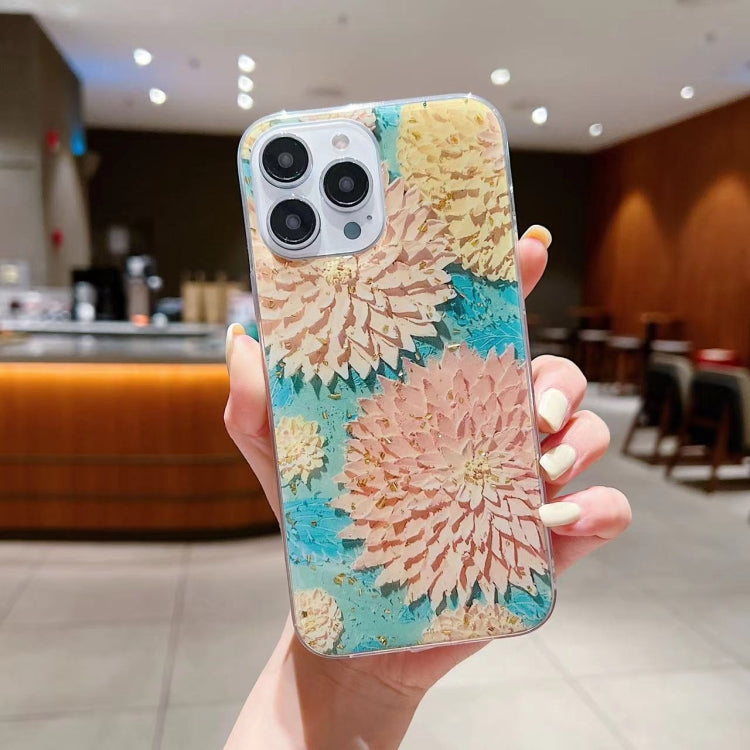Gold Foil Oil Painting Epoxy TPU Phone Case, For iPhone 13 Pro Max, For iPhone 13 Pro, For iPhone 13, For iPhone 13 mini