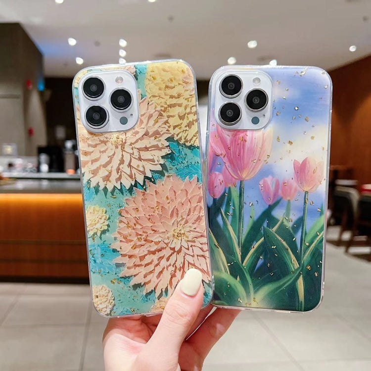 Gold Foil Oil Painting Epoxy TPU Phone Case, For iPhone 11 Pro Max, For iPhone 11 Pro, For iPhone 11