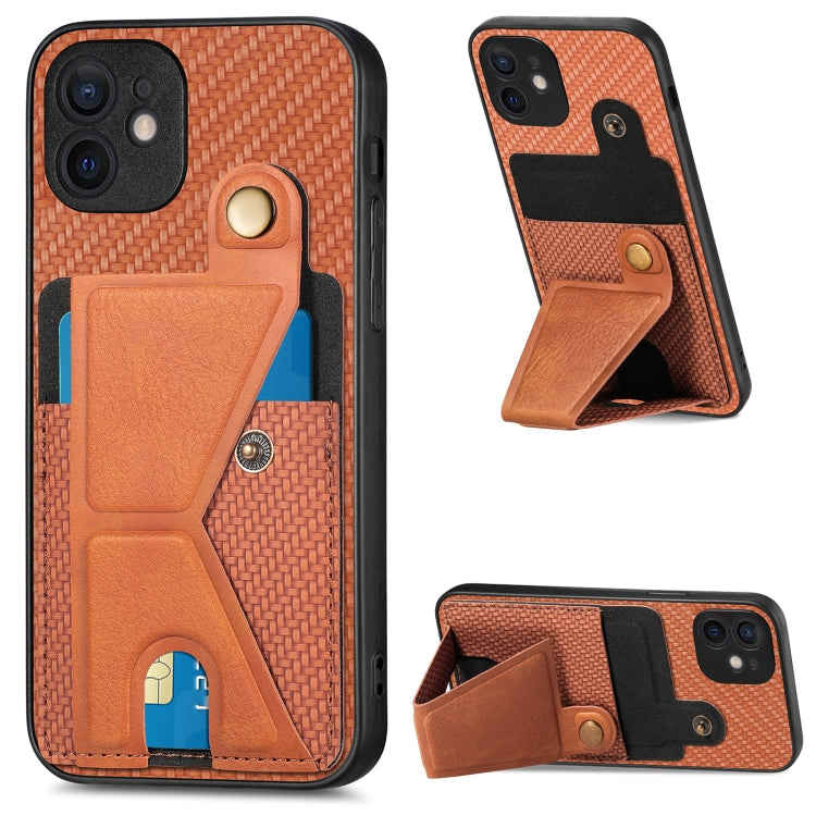 Carbon Fiber Wallet Flip Card K-shaped Holder Phone Case, For iPhone X / XS, For iPhone XR, For iPhone XS Max, For iPhone 11