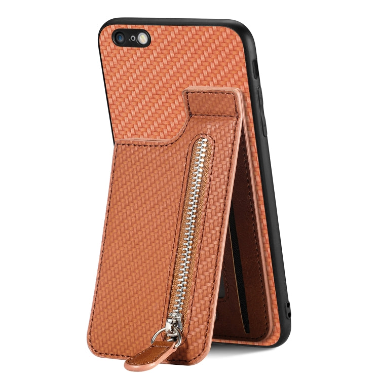 Carbon Fiber Vertical Flip Zipper Phone Case, For iPhone 6 / 6s, For iPhone 6 Plus / 6s Plus