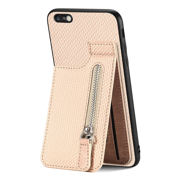 Carbon Fiber Vertical Flip Zipper Phone Case, For iPhone 6 / 6s, For iPhone 6 Plus / 6s Plus