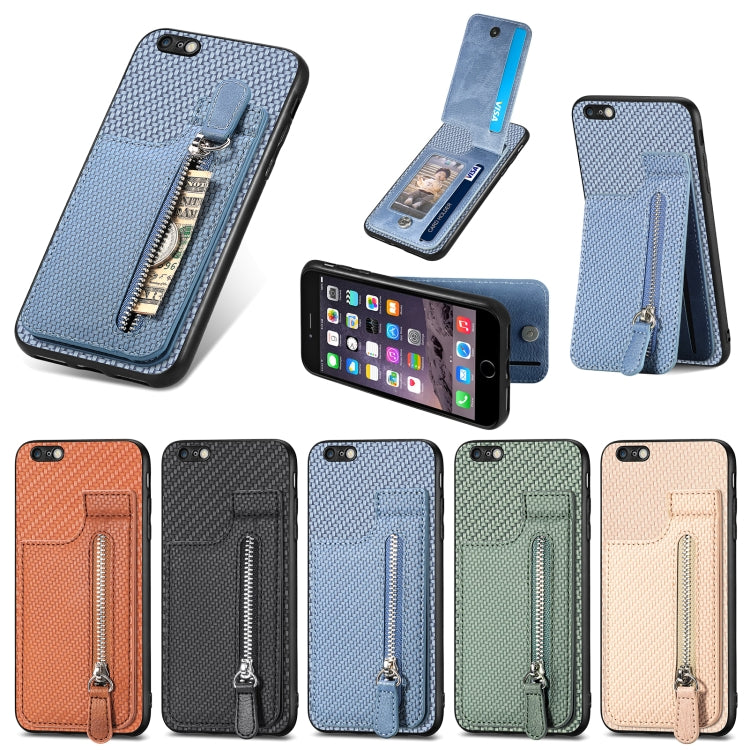 Carbon Fiber Vertical Flip Zipper Phone Case, For iPhone 6 / 6s, For iPhone 6 Plus / 6s Plus