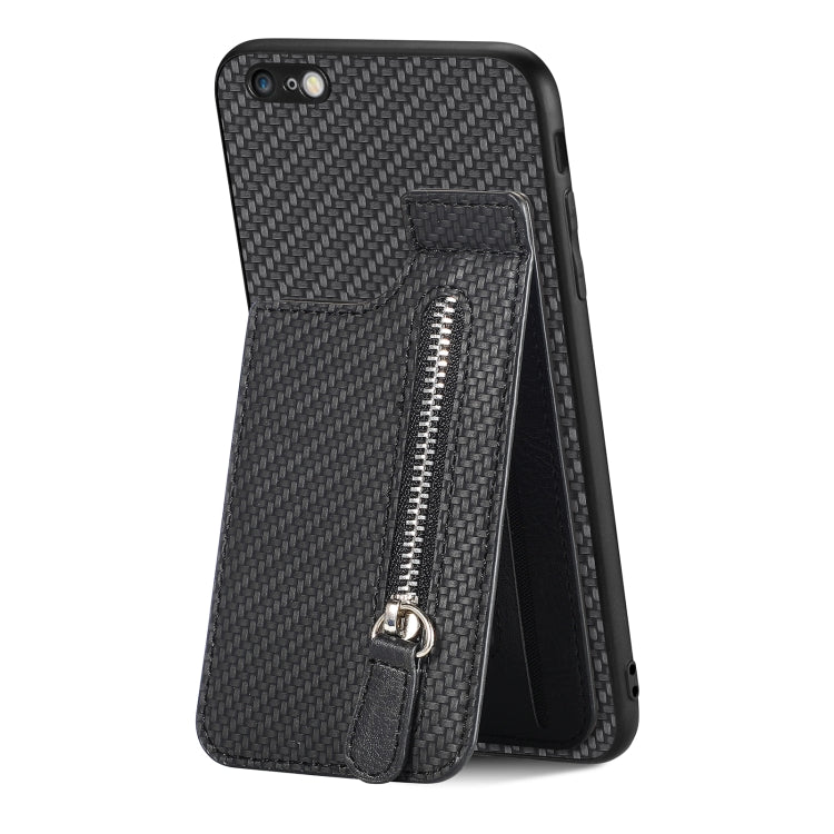 Carbon Fiber Vertical Flip Zipper Phone Case, For iPhone 6 / 6s, For iPhone 6 Plus / 6s Plus