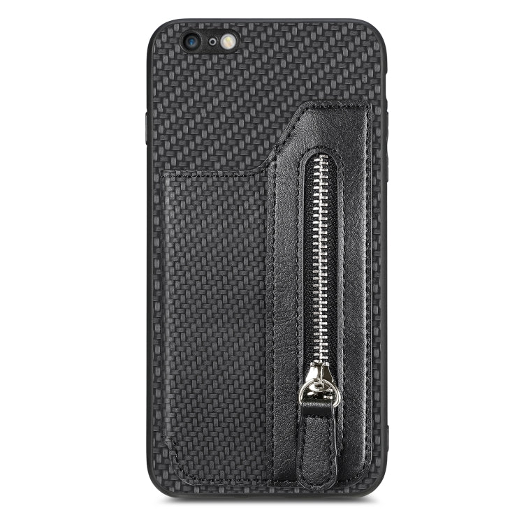Carbon Fiber Horizontal Flip Zipper Wallet Phone Case, For iPhone 6 / 6s, For iPhone 6 Plus / 6s Plus