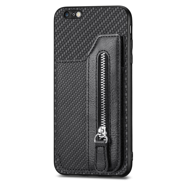 Carbon Fiber Horizontal Flip Zipper Wallet Phone Case, For iPhone 6 / 6s, For iPhone 6 Plus / 6s Plus