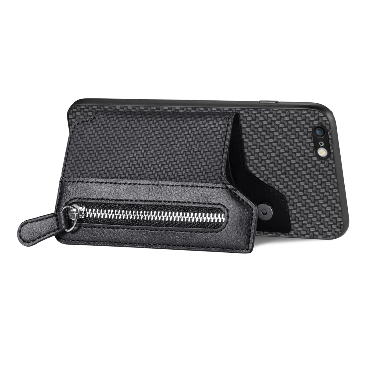 Carbon Fiber Horizontal Flip Zipper Wallet Phone Case, For iPhone 6 / 6s, For iPhone 6 Plus / 6s Plus