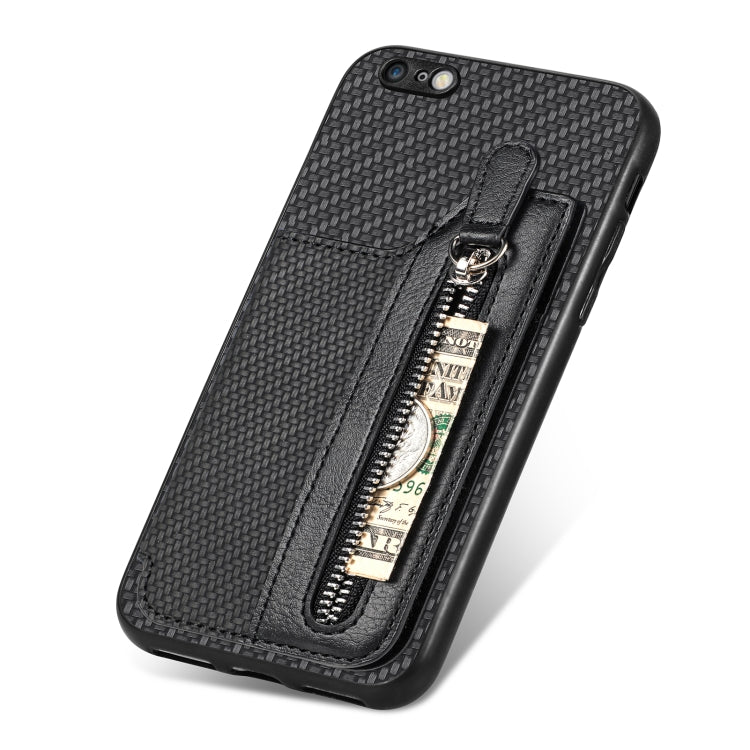 Carbon Fiber Horizontal Flip Zipper Wallet Phone Case, For iPhone 6 / 6s, For iPhone 6 Plus / 6s Plus