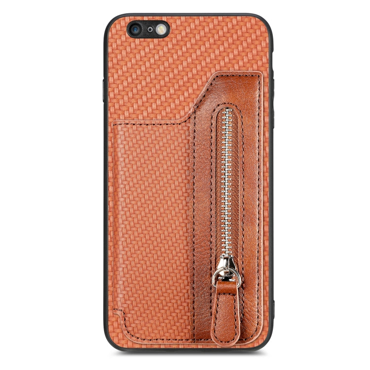 Carbon Fiber Horizontal Flip Zipper Wallet Phone Case, For iPhone 6 / 6s, For iPhone 6 Plus / 6s Plus