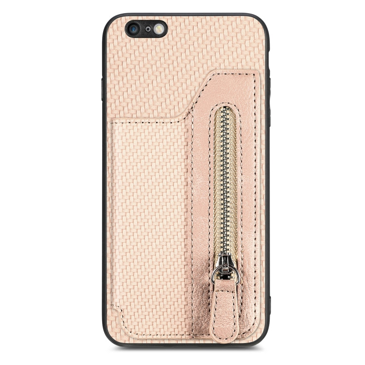 Carbon Fiber Horizontal Flip Zipper Wallet Phone Case, For iPhone 6 / 6s, For iPhone 6 Plus / 6s Plus