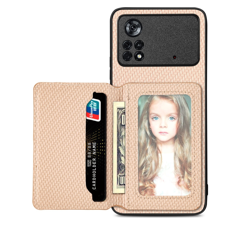 Carbon Fiber Magnetic Card Wallet Bag Phone Case, For Xiaomi Poco X4 Pro 5G, For Xiaomi Poco X5 Pro 5G, For Samsung Galaxy A22 5G, For Samsung Galaxy A32 5G