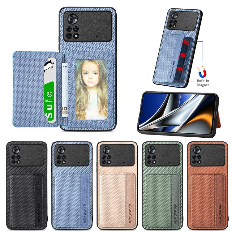 Carbon Fiber Magnetic Card Wallet Bag Phone Case, For Xiaomi Poco X4 Pro 5G, For Xiaomi Poco X5 Pro 5G, For Samsung Galaxy A22 5G, For Samsung Galaxy A32 5G