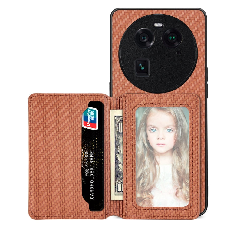 Carbon Fiber Magnetic Card Bag Phone Case, For OPPO A74 5G, For OPPO A78, For OPPO A94 5G, For OPPO Find X6 Pro