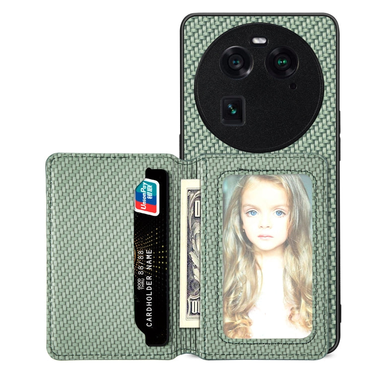 Carbon Fiber Magnetic Card Bag Phone Case, For OPPO A74 5G, For OPPO A78, For OPPO A94 5G, For OPPO Find X6 Pro