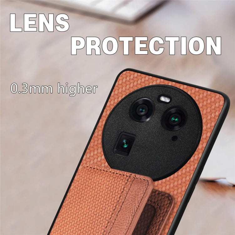 Carbon Fiber Magnetic Card Bag Phone Case, For OPPO Find X6, For OPPO Reno5 5G, For OPPO Reno7 5G, For OPPO Reno8 T 4G