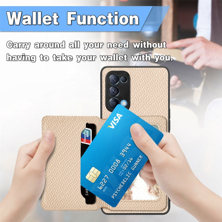 Carbon Fiber Magnetic Card Bag Phone Case, For OPPO Find X6, For OPPO Reno5 5G, For OPPO Reno7 5G, For OPPO Reno8 T 4G