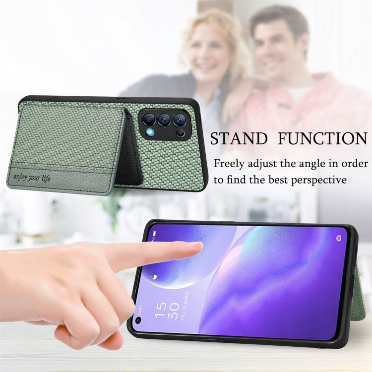 Carbon Fiber Magnetic Card Bag Phone Case, For OPPO Find X6, For OPPO Reno5 5G, For OPPO Reno7 5G, For OPPO Reno8 T 4G
