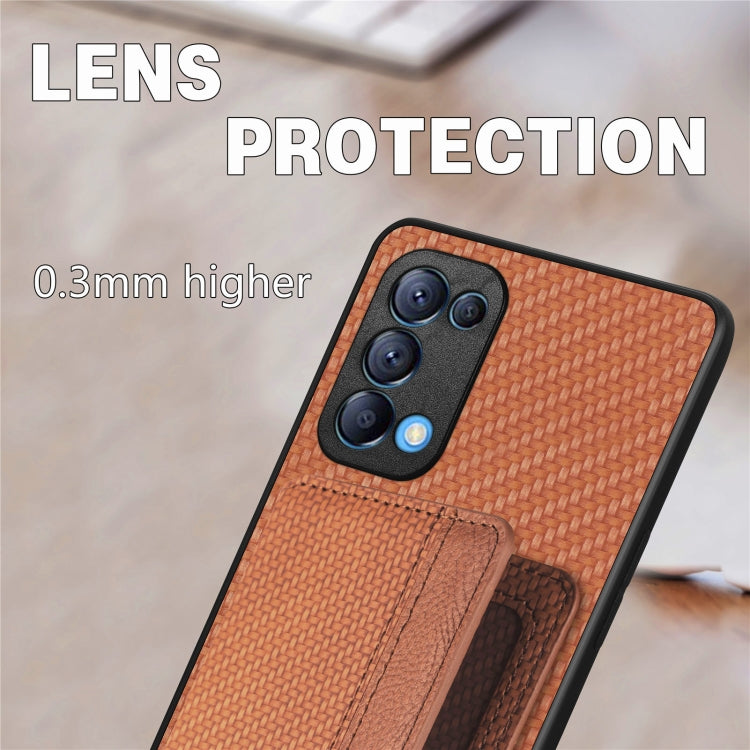 Carbon Fiber Magnetic Card Bag Phone Case, For OPPO Find X6, For OPPO Reno5 5G, For OPPO Reno7 5G, For OPPO Reno8 T 4G