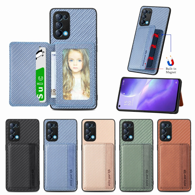 Carbon Fiber Magnetic Card Bag Phone Case, For OPPO Find X6, For OPPO Reno5 5G, For OPPO Reno7 5G, For OPPO Reno8 T 4G