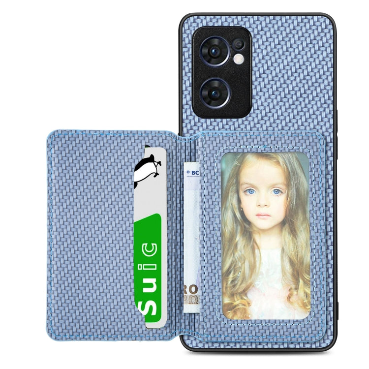 Carbon Fiber Magnetic Card Bag Phone Case, For OPPO Find X6, For OPPO Reno5 5G, For OPPO Reno7 5G, For OPPO Reno8 T 4G