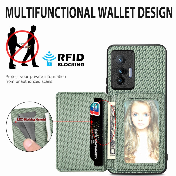 Carbon Fiber Magnetic Card Bag Phone Case, For  vivo X70, For vivo Y16, For vivo Y21, For Xiaomi 13 Lite