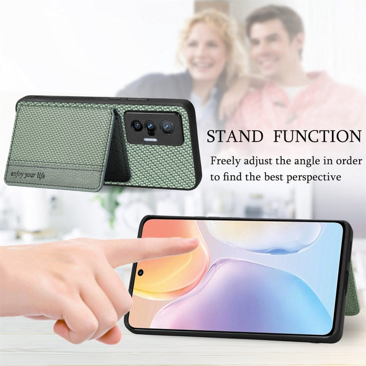 Carbon Fiber Magnetic Card Bag Phone Case, For  vivo X70, For vivo Y16, For vivo Y21, For Xiaomi 13 Lite