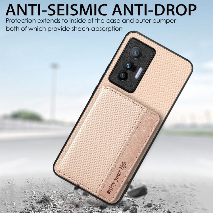 Carbon Fiber Magnetic Card Bag Phone Case, For  vivo X70, For vivo Y16, For vivo Y21, For Xiaomi 13 Lite