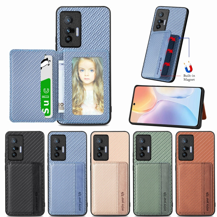 Carbon Fiber Magnetic Card Bag Phone Case, For  vivo X70, For vivo Y16, For vivo Y21, For Xiaomi 13 Lite
