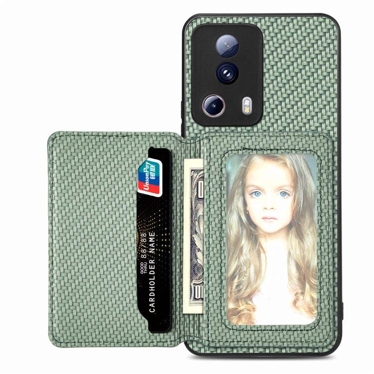 Carbon Fiber Magnetic Card Bag Phone Case, For  vivo X70, For vivo Y16, For vivo Y21, For Xiaomi 13 Lite