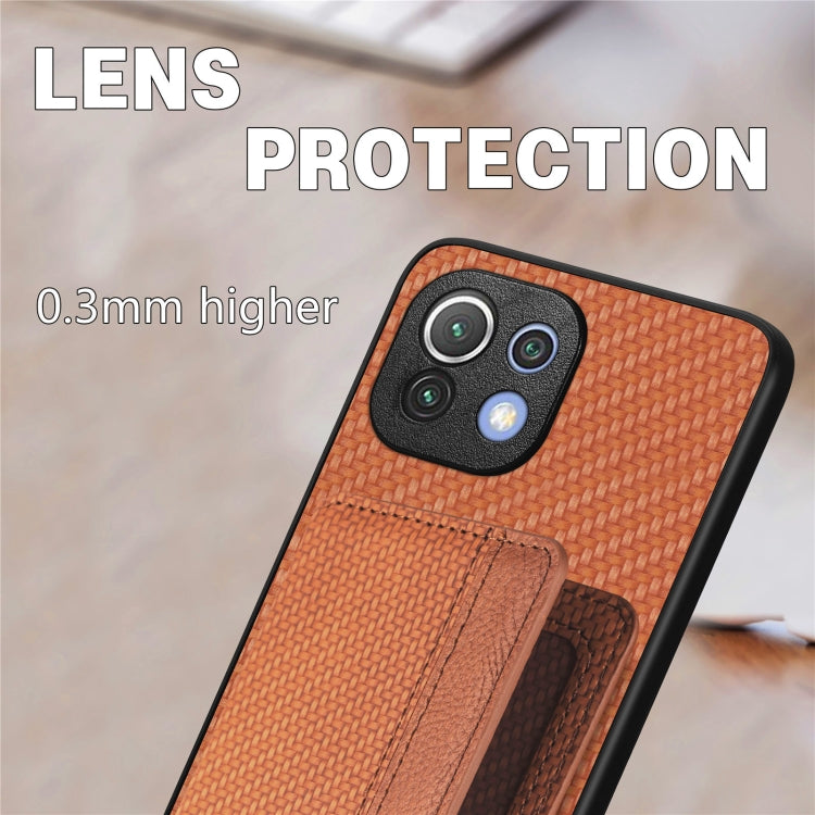 Carbon Fiber Magnetic Card Bag Phone Case, For Xiaomi Mi 11 Lite, For Xiaomi Redmi Note 12 Pro+ 5G Global, For Xiaomi Poco X3 NFC, For Xiaomi Poco X5 Pro