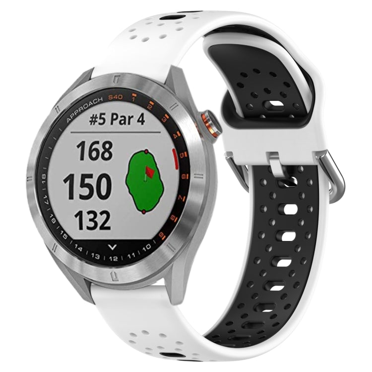 20mm Breathable Two-Color Silicone Watch Band, For Garmin Approach S40