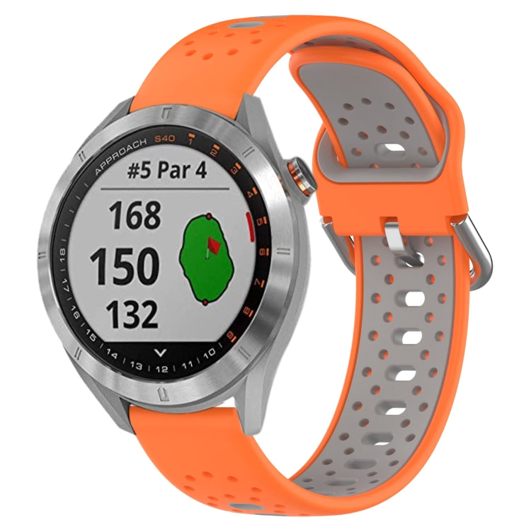 20mm Breathable Two-Color Silicone Watch Band, For Garmin Approach S40