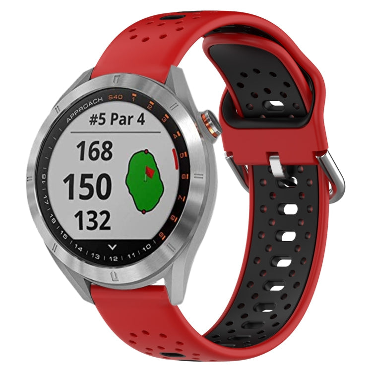20mm Breathable Two-Color Silicone Watch Band, For Garmin Approach S40